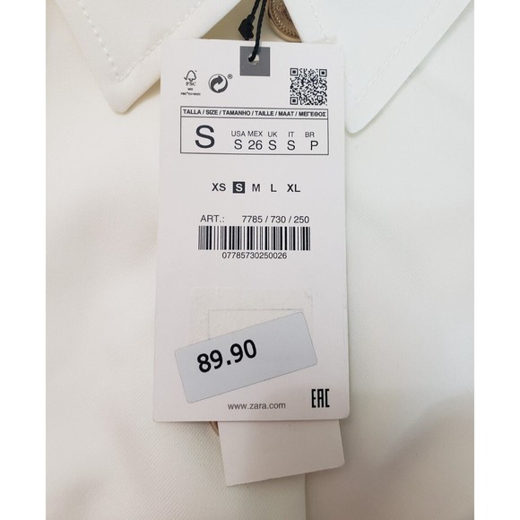 NWT Zara Sz S White Jacket Blazer Professional Career Casual Gold Buttons Lined - Picture 12 of 15